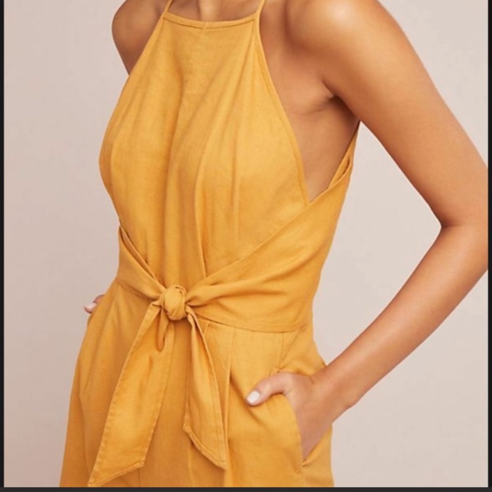 Anthropologie Greylin Linen Tie Waist Jumpsuit - XS